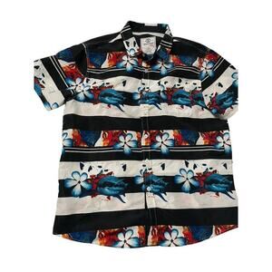 Switch Remarkable Fun Hawaiian Shirt w/ Pocket Men's L Graphic Shark Print Blue